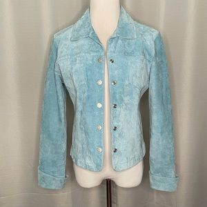 Blue suede leather jacket